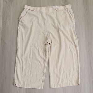 Croft & Barrow NWT Beige Linen Blend Pants Mid Rise Summer Plus Size 3X Crop
